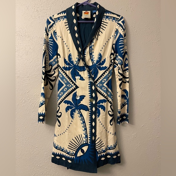 Farm Rio Anthropologie Long-Sleeve Blazer Dress XS